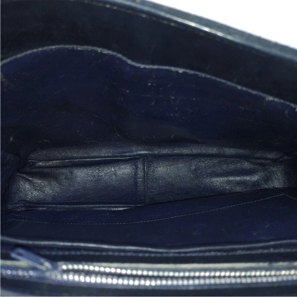 Gucci Navy Leather Bag with Gold Logo - Picture 5 of 10